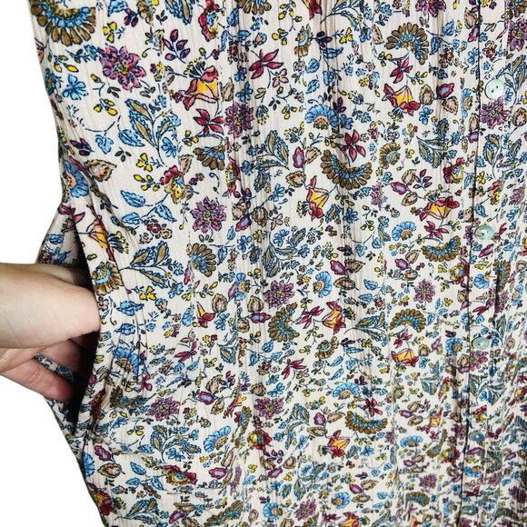 J. Jill Dress Size L Maxi Multi Floral Button Down Front Blush Pink Shirt Dress - Picture 12 of 13